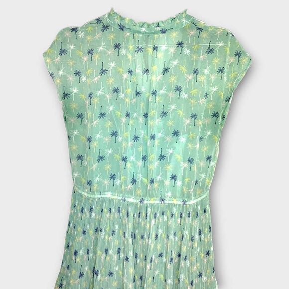 Lauren‎ Conrad Dress Sz 8 Sheer Pistachio Green Palm Tree Pleated Cottagecore - Picture 7 of 15